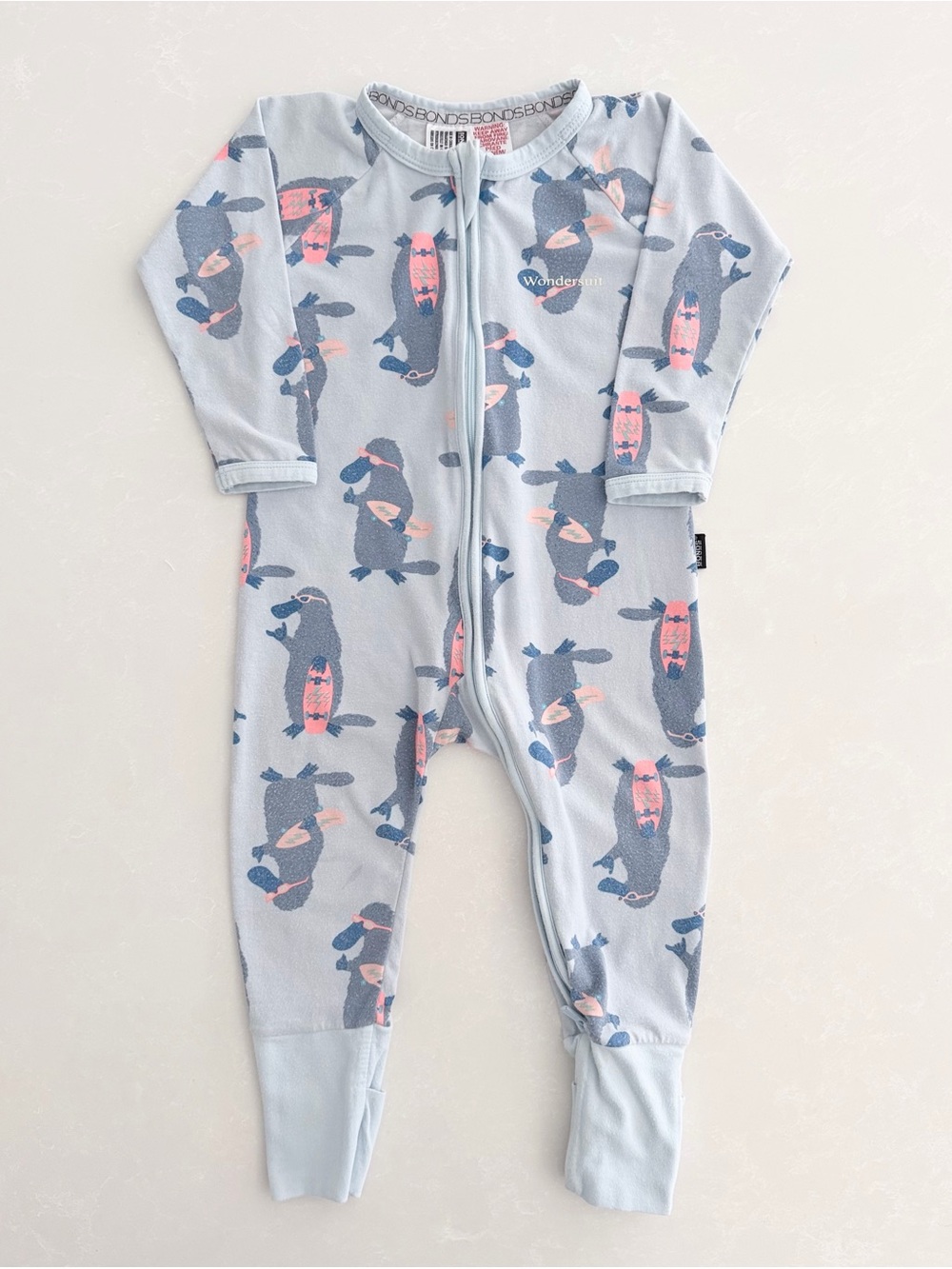 Bonds Zip Wondersuit (Limited Edition) "Chill Bill" Platypus Print • Size 12-18M